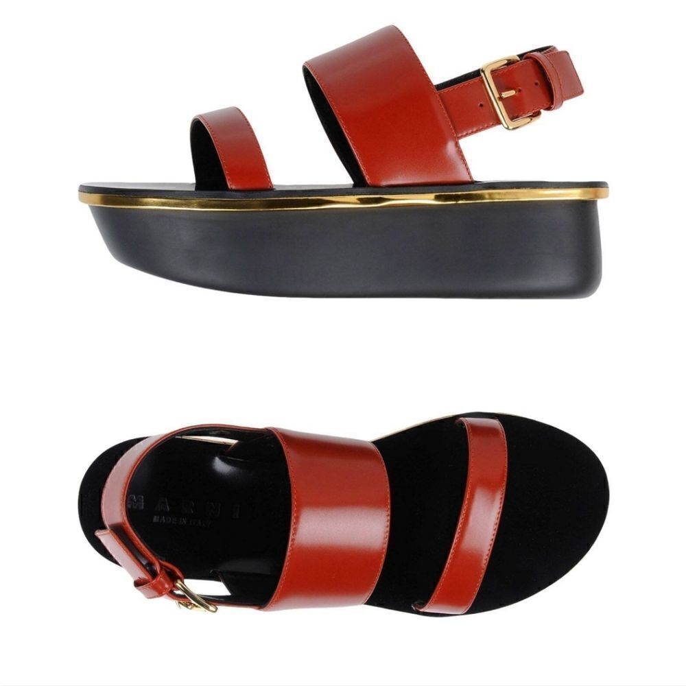 MARNI WEDGE PLATFORM LEATHER SANDALS SHOES size 39
